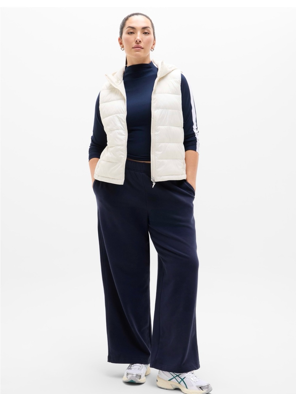 Athleta Forever Fleece Wide Leg Sweatpants | Navy #767937